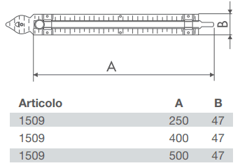 Dimensioni catenaccio art 1509 OMAD